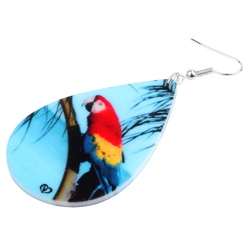 Bonsny Acrylic Big Blue Dangle Macaw Parrot Bird Earrings Fashion Jewelry For Women - Image 4
